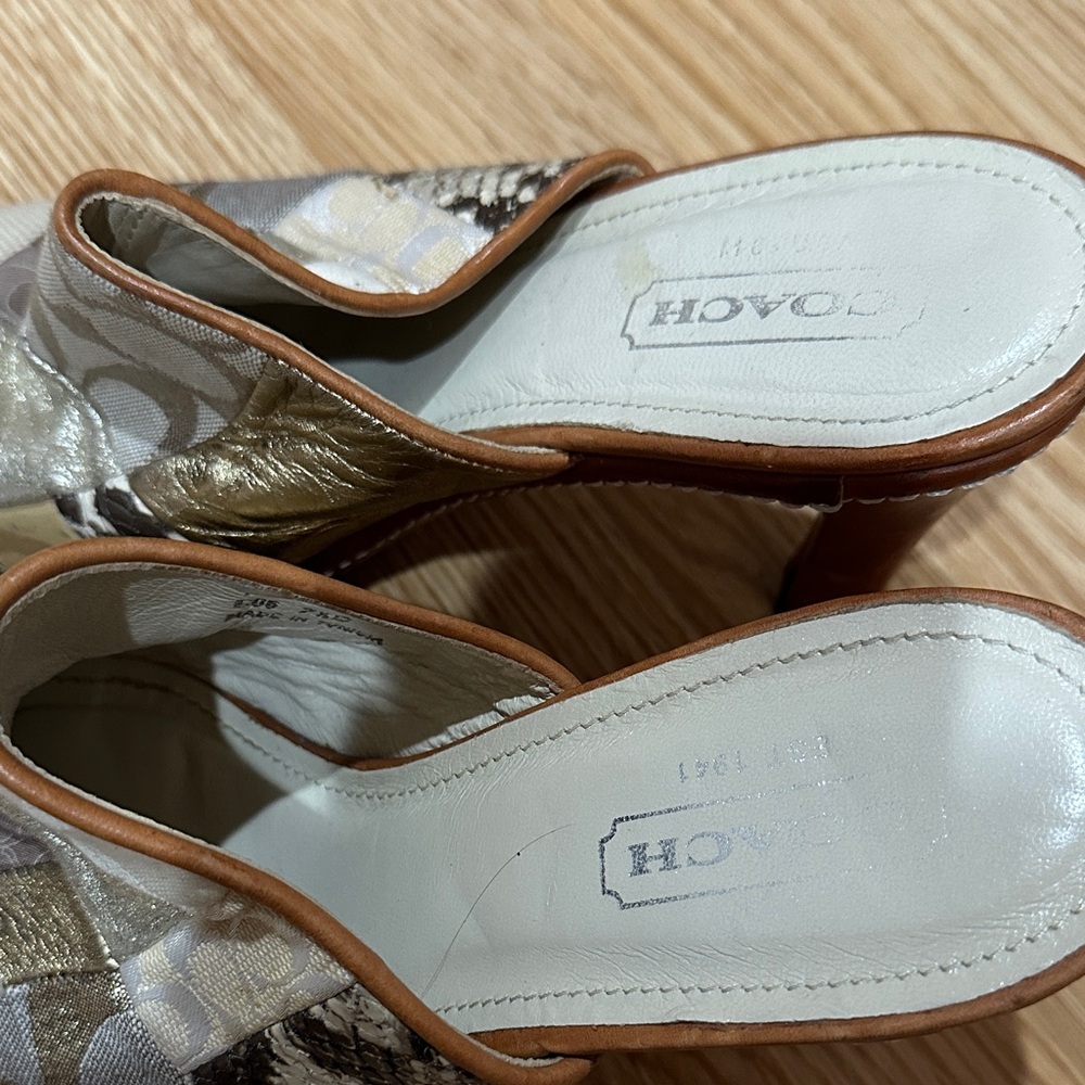 Coach Women's Patchwork Mules - Brown, Tan, and Cream - Picture 3 of 5
